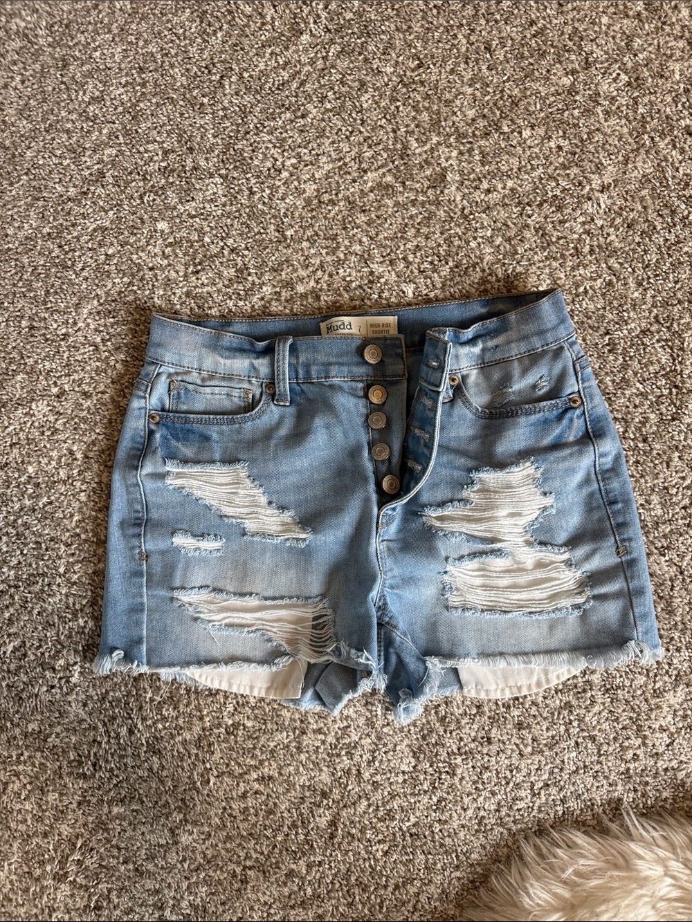 Mudd Light Blue Distressed Jean Shorts